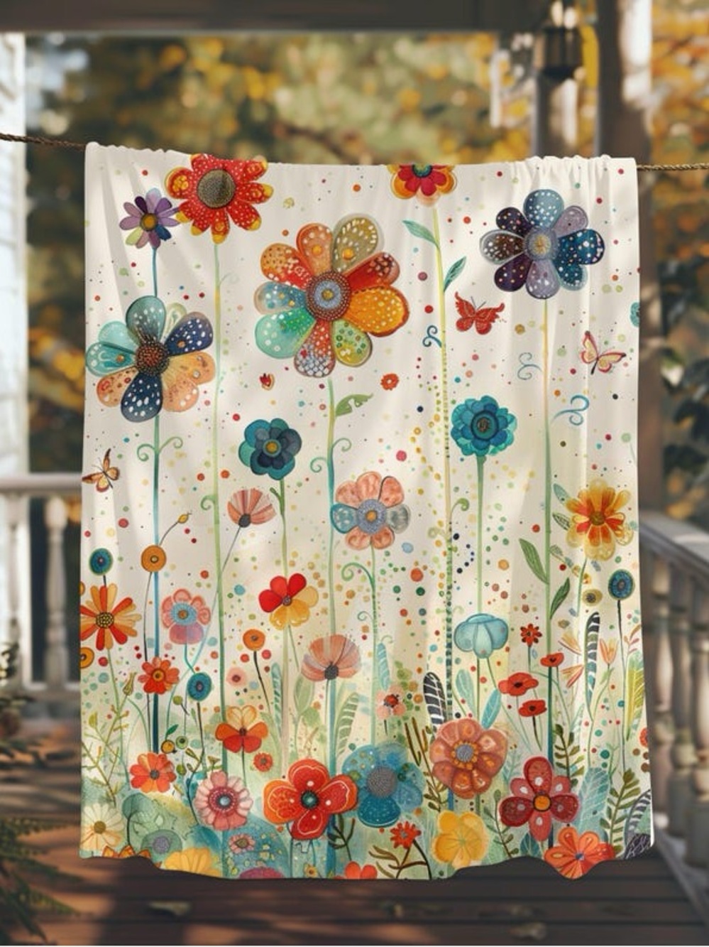 Whimsical Multi-Color Floral Wall Tapestry - Home Wall Decor